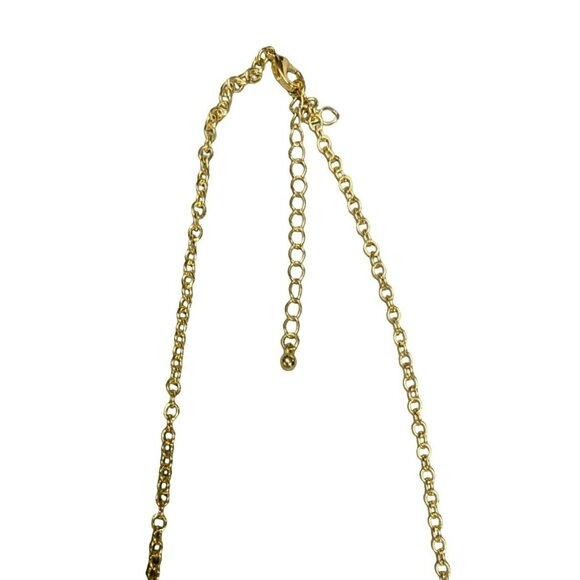 Long Gold-Tone Chain Necklace With Purple Crystal Beads & Adjustable - Picture 4 of 5